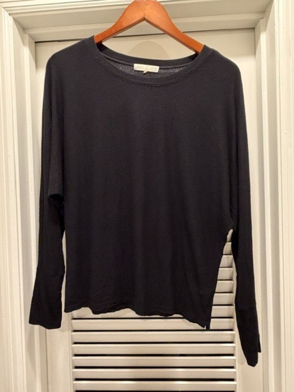 Joah Brown Black Long Sleeve Top Slouchy Women's One Size Crewneck Shirt